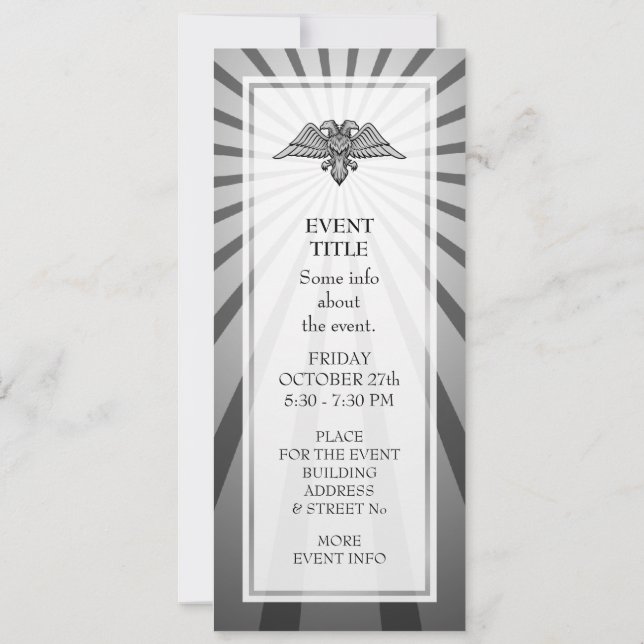 Grå örn med två huvuden inbjudningar (Baksida)