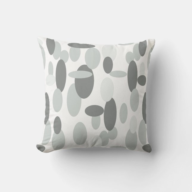 Grå oval form fläckar Mönster Kudd Pillow Kudde (Framsida)