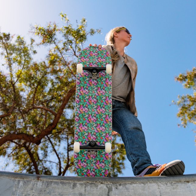 Grå Papegoja Djungeldrömmar Sömlös Ytmönster Mini Skateboard Bräda 18,5 Cm (Utomhus 1)