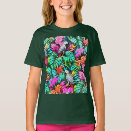Grå Papegoja Djungeldrömmar Sömlös Ytmönster T Shirt