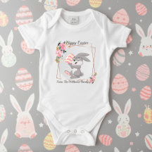 Grå påskharen Personlig babybodysuit