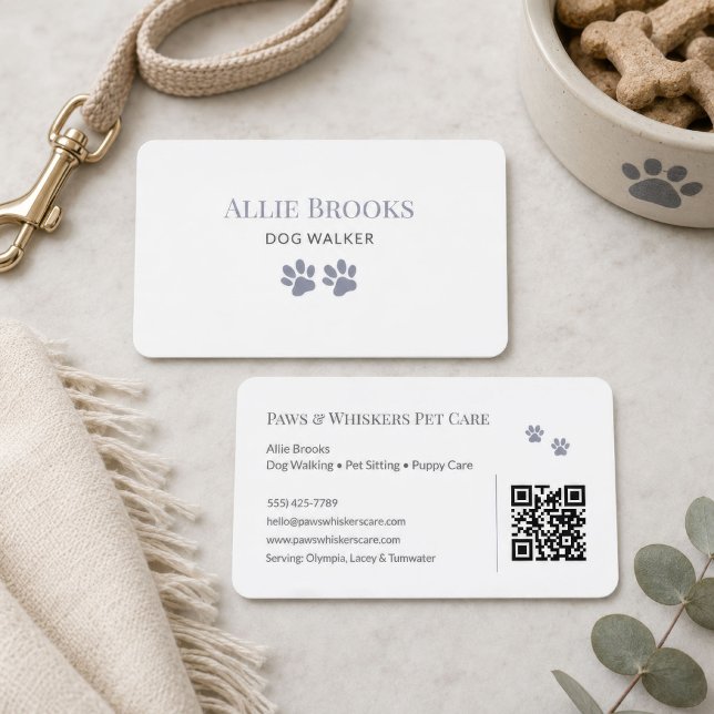 Grå Paw Hundpromenerare Visitkort (Gray Paw Dog Walker Business Card
)