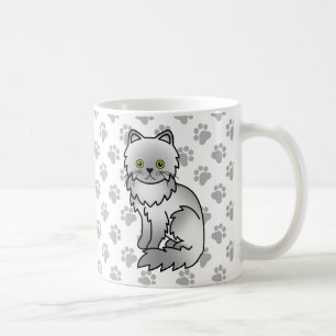 Grå perser söt tecknad katt kaffemugg