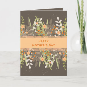 Grå Persika Minimalistisk Blommig Band Mors Dag Kort