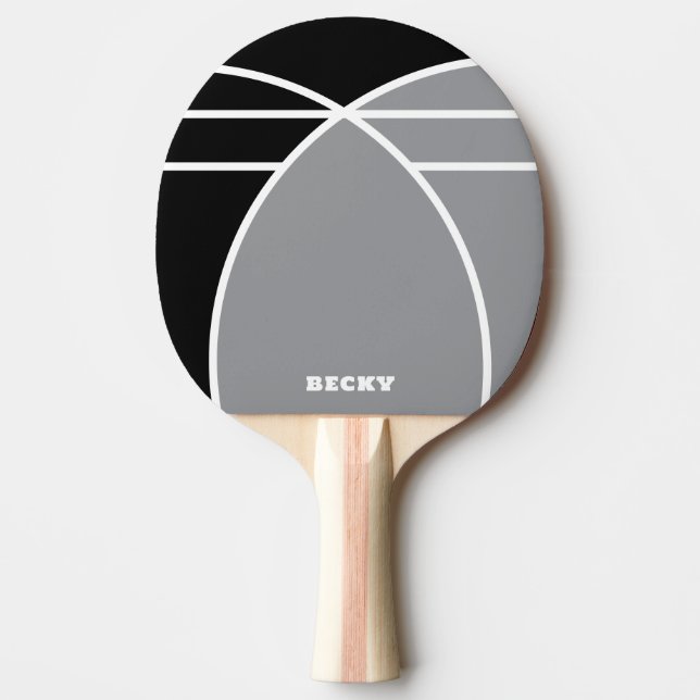 Grå personlig ping pong-paddle med namn pingisracket (Framsidan)