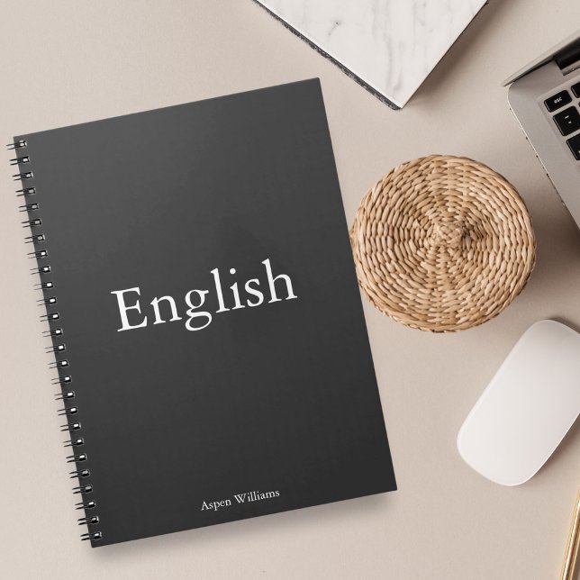 Grå personlig utbildningsmässig engelska  anteckningsbok (Take you notes with this elegant notebook that is minimalist in style. )
