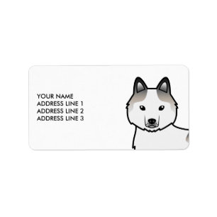 Grå Piebald Siberian Husky Hund & Anpassad Text Adressetikett