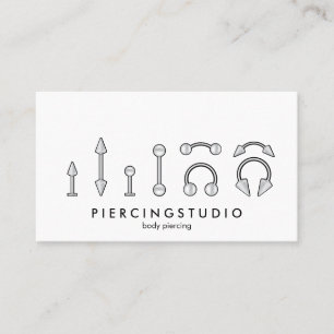 Grå Piercing Tattoo Studio Visitkort