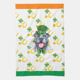Grå Pitbull Jul Hem Inredning St Patricks Day Kökshandduk