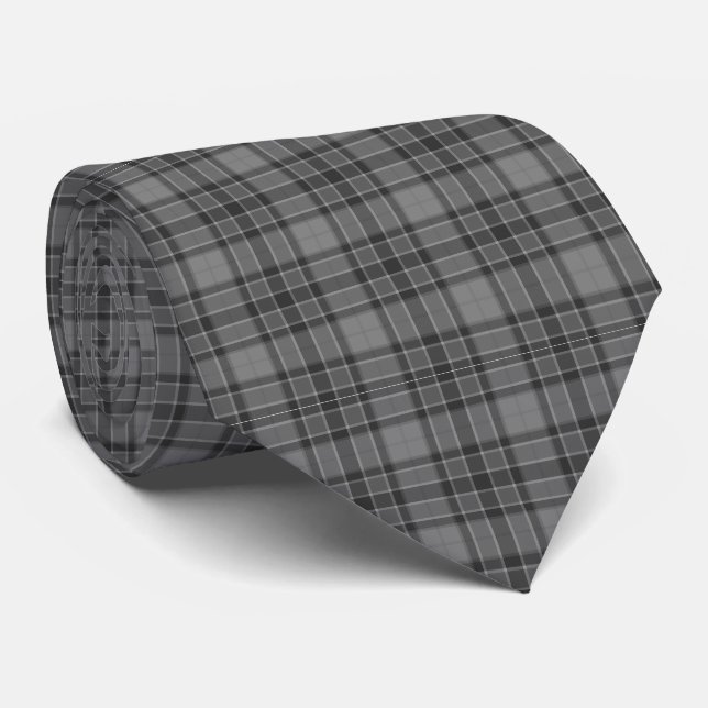 Grå Plaid Tartan halsduk Slips (Rullad)