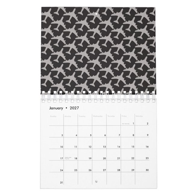 Grå plan flygplan pilot plan flyg Aviator Kalender (Jan 2027)