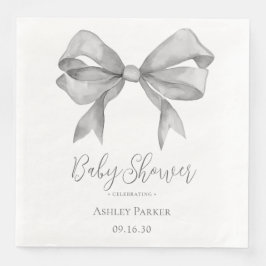 Grå pojke med båge baby shower pappersservett