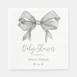 Grå pojke med båge baby shower pappersservett