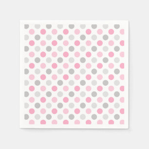 Grå polka dots för rosor pappersservett