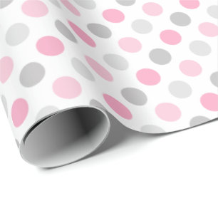 Grå polka dots för rosor presentpapper