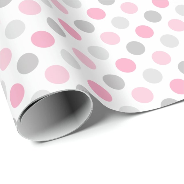 Grå polka dots för rosor presentpapper (Rullad Hörn)