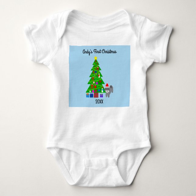 Grå pudel jul #5 Baby bodysuit T Shirt (Framsida)