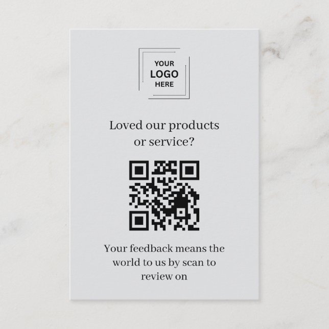 Grå QR-kundbetyg Feedback Infogning Kort (Framsida)