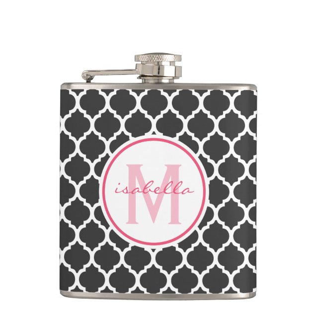 Grå Quatrefoil Monogram Fickplunta (Framsidan)