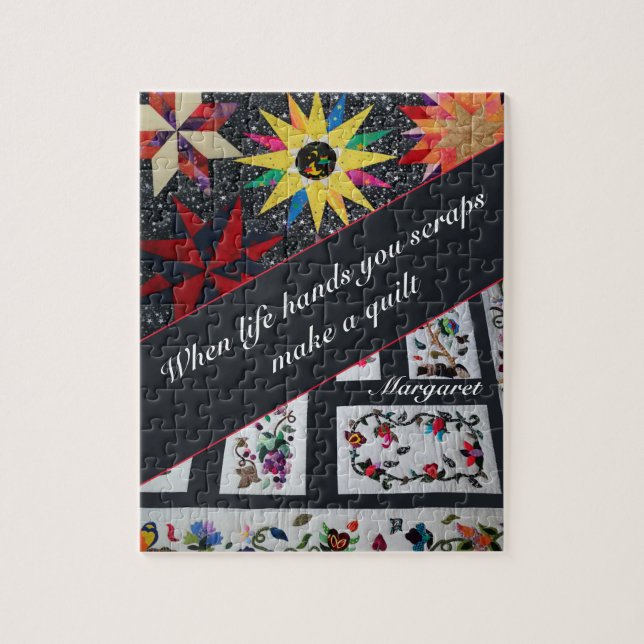 Grå Quiltning Gör En Quilt Citat Pussel (Vertikal)