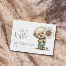 Grå ränder Teddy Daisy Baby Shower Blöja Lotteri