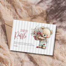 Grå Randig Teddy Daisy Baby Shower Blöja Lotteri