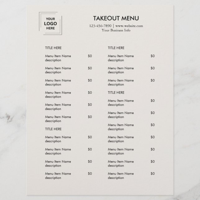 Grå Restaurang Logotyp Takeout Meny Flyer Design (Framsidan)