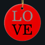 Grå Röd Bakgrund Kärlek Bröllop  Julgransprydnad Keramik<br><div class="desc">Du kan enkelt ändra typsnitt och färger. Du kan också lägga till din logotyp och bakgrundsbilden som du vill.</div>