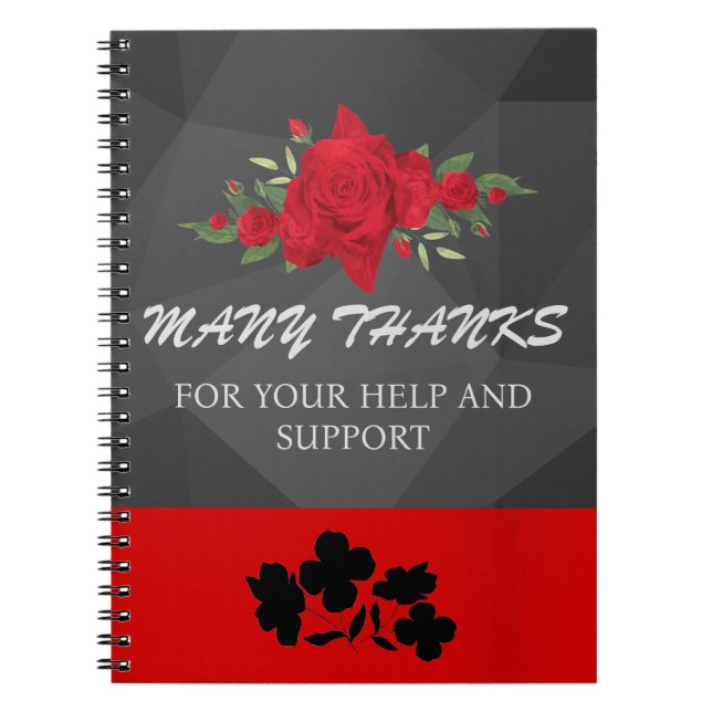 Grå Röd Blommig Abstrakt Elegant Modern Söt Het Anteckningsbok (Framsidan)