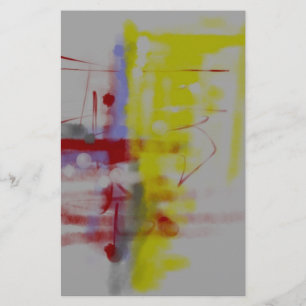 Grå Röd Gul Abstrakt Expressionist Brevpapper