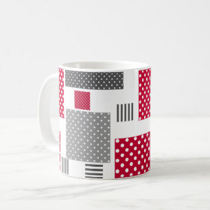 Grå röda prickar patchwork på vit bakgrund kaffemugg
