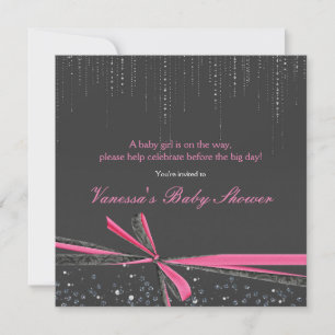 Grå & Rosa Båge Rhinestone Barnkalasinbjudningar Inbjudningar