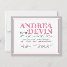 Grå & Rosa Bröllopsmottagning ENDAST Inbjudningar