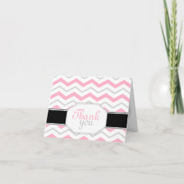 Grå & Rosa Chevron Trendiga Tacksamhetskort Tack Kort