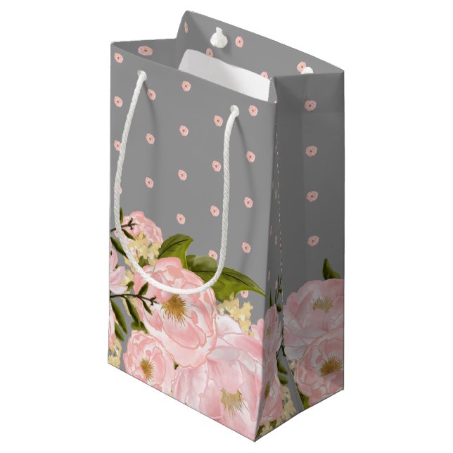 Grå |  Rosa Peonies Bröllop (Framsidan Vinklad)