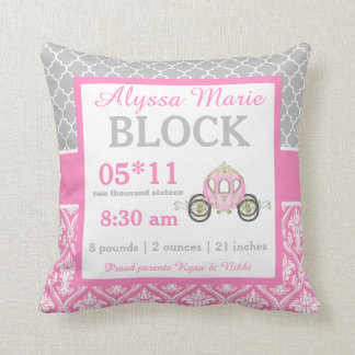 Grå rosa Princess Behandla som ett barn Meddelande Kudde