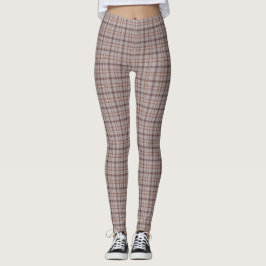Grå Rosrutig Klassisk Mönster Leggings