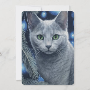 Grå rysk blå katt jul eller Hanukkah Julkort