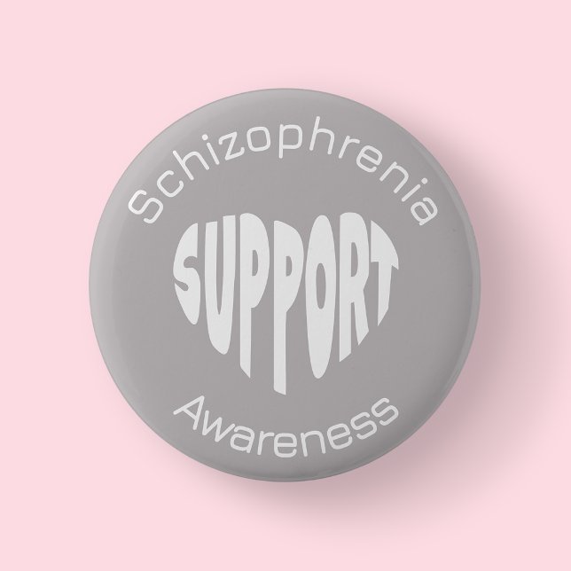 Grå Schizofreni Medvetenhet Knapp (Schizophrenia Awareness Badge/Button)