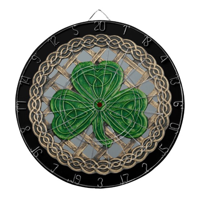 Grå Shamrock på keltiska knutar Dart Board Piltavla (Framsidan)