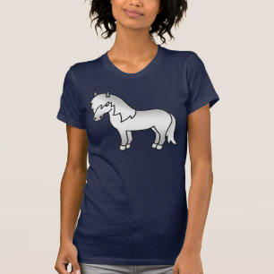 Grå Shetlandsponny Söt Tecknad Illustration T Shirt