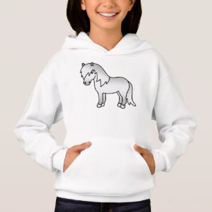 Grå Shetlandsponny Söt Tecknad Illustration T Shirt