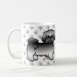 Grå Shih Tzu Söt Tecknad Hundillustration Kaffemugg