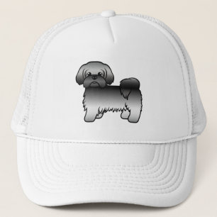 Grå Shih Tzu Söt Tecknad Hundillustration Keps