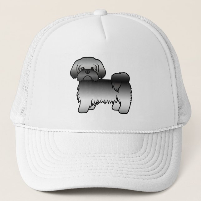 Grå Shih Tzu Söt Tecknad Hundillustration Keps (Framsida)