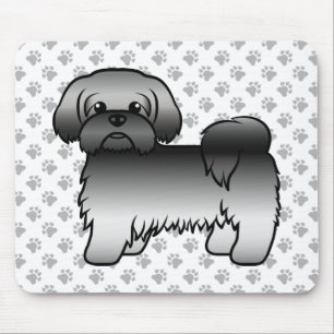 Grå Shih Tzu Söt Tecknad Hundillustration Musmatta