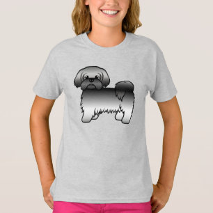 Grå Shih Tzu Söt Tecknad Hundillustration T Shirt