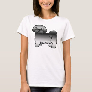Grå Shih Tzu Söt Tecknad Hundillustration T Shirt