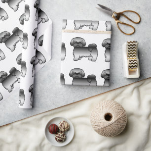 Grå Shih Tzu Söt Tecknad Hundmönster Presentpapper