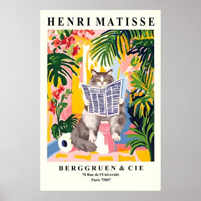Grå Sibirisk på Toalett Konsttryck Rolig Matisse Poster (Framsidan)